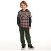 Kids Twofer Hoodie, Brown Plaid - Sweatshirts - 2