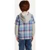 Kids Twofer Hoodie, Blue Plaid - Sweatshirts - 3