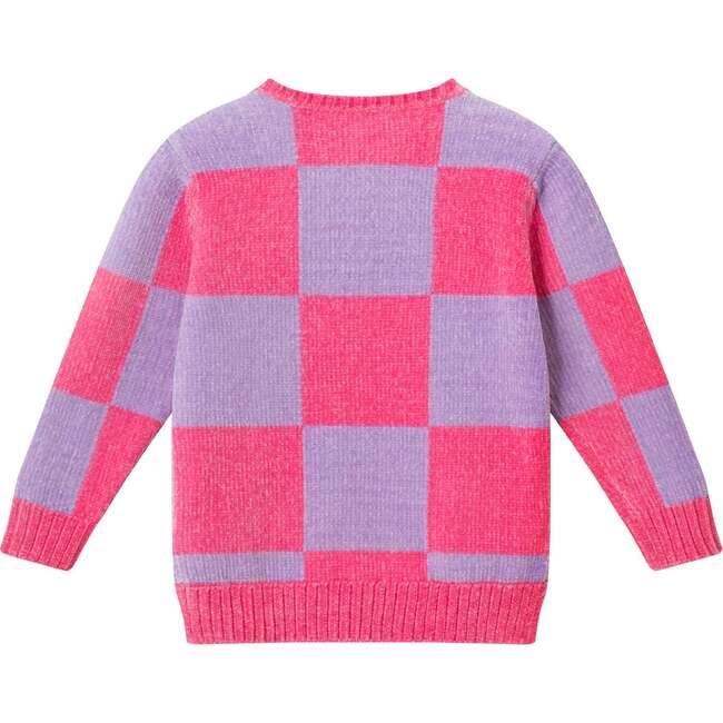 Kids Split Side Sweater, Pink Checker - Sweaters - 2