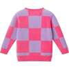 Kids Split Side Sweater, Pink Checker - Sweaters - 2