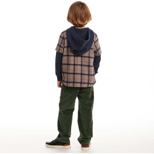 Kids Twofer Hoodie, Brown Plaid - Sweatshirts - 4