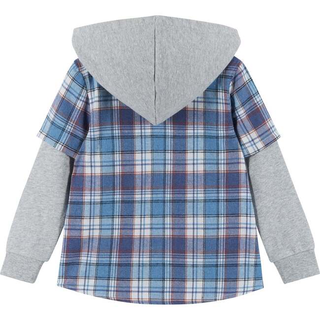 Kids Twofer Hoodie, Blue Plaid - Sweatshirts - 5