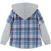 Kids Twofer Hoodie, Blue Plaid - Sweatshirts - 5