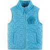 Kids Quilted Vest, Aqua Floral - Vests - 1 - thumbnail