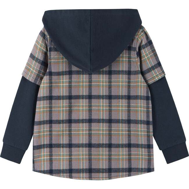 Kids Twofer Hoodie, Brown Plaid - Sweatshirts - 5