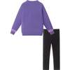 Kids Tunic Length Sweater W/Legging Set, Purple Cat - Mixed Apparel Set - 6