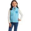 Kids Quilted Vest, Aqua Floral - Vests - 2