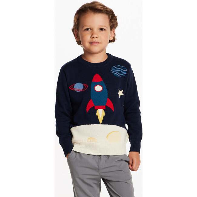 Kids Pullover Sweater, Navy - Sweaters - 2