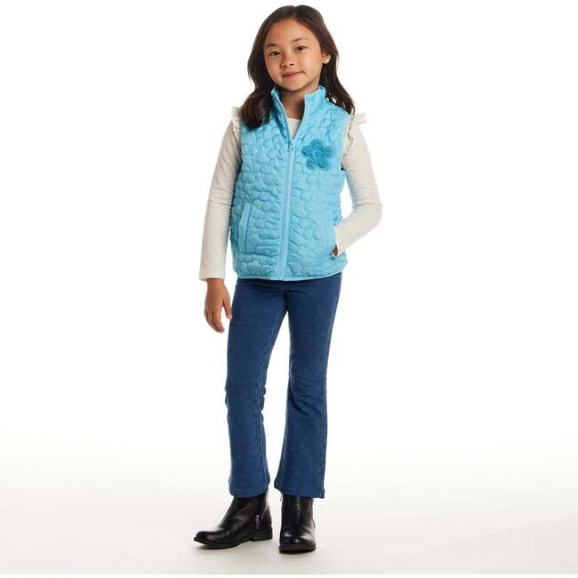 Kids Quilted Vest, Aqua Floral - Vests - 3