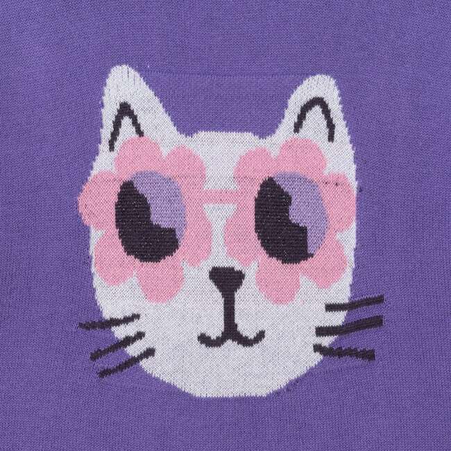 Kids Tunic Length Sweater W/Legging Set, Purple Cat - Mixed Apparel Set - 7
