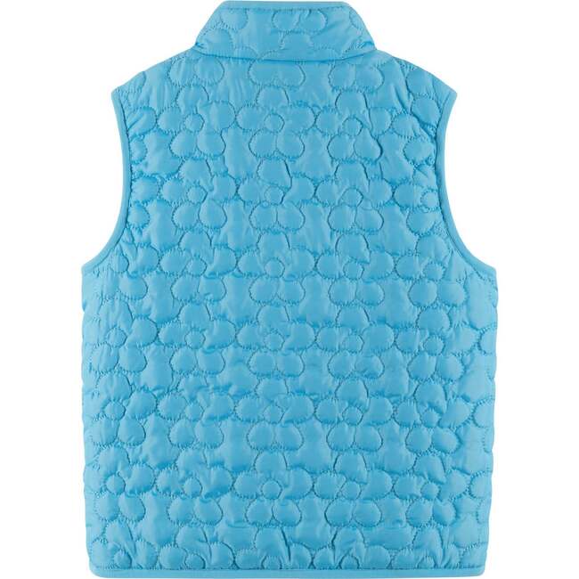 Kids Quilted Vest, Aqua Floral - Vests - 4