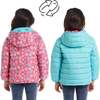 Kids Printed Reversible Puffer Jacket, Pink Smiley - Jackets - 3