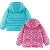Kids Printed Reversible Puffer Jacket, Pink Smiley - Jackets - 4