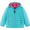Kids Printed Reversible Puffer Jacket, Pink Smiley - Jackets - 5