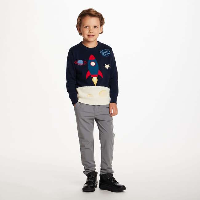 Kids Pullover Sweater, Navy - Sweaters - 4