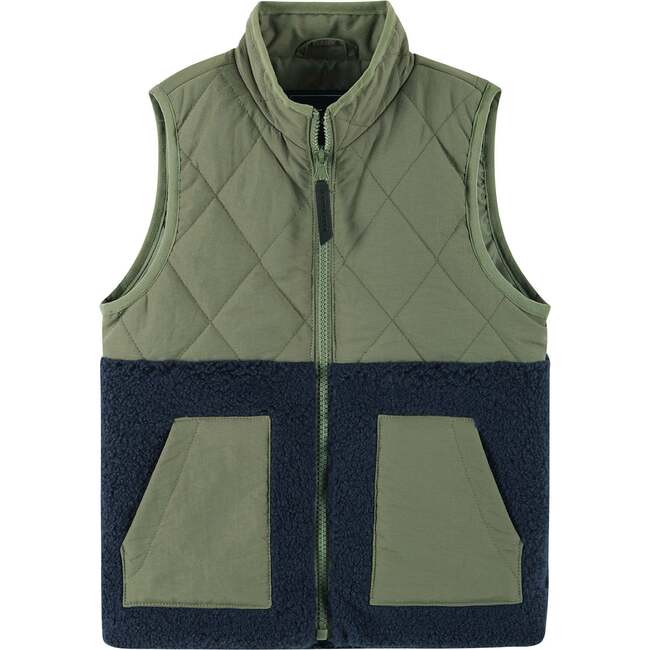 Kids Mixed Media Sherpa Vest, Green
