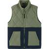 Kids Mixed Media Sherpa Vest, Green - Vests - 1 - thumbnail