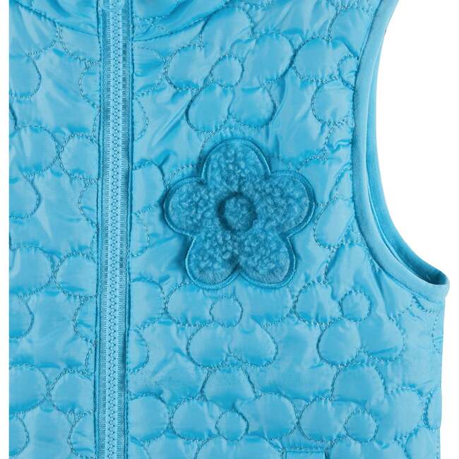 Kids Quilted Vest, Aqua Floral - Vests - 5