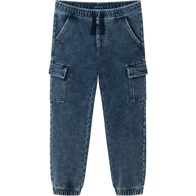 Kids Knit Jogger W/ Cargo Pockets, Blue Denim