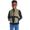 Kids Mixed Media Sherpa Vest, Green - Vests - 2