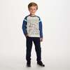 Kids Long Sleeve Raglan Color Blocked Alphabet Tee, Grey Alphabet - T-Shirts - 3