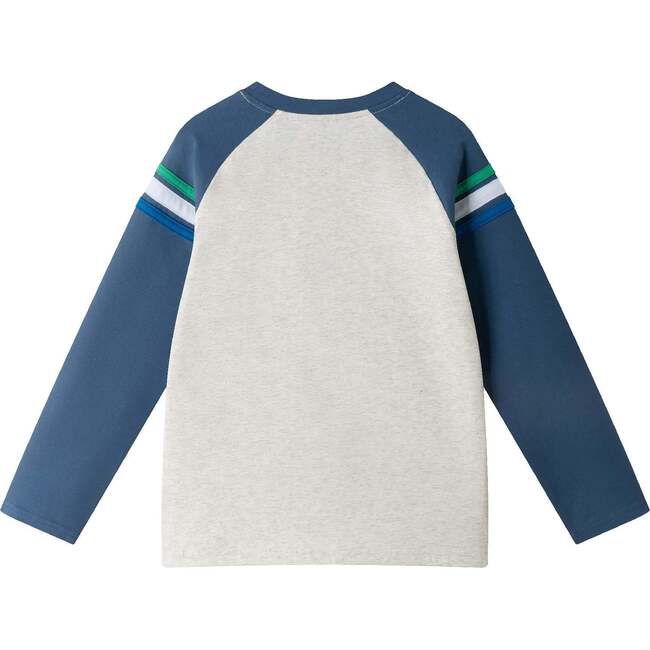 Kids Long Sleeve Raglan Color Blocked Alphabet Tee, Grey Alphabet - T-Shirts - 4