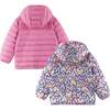 Kids Printed Reversible Puffer Jacket, Pink Hearts - Jackets - 4