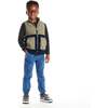 Kids Mixed Media Sherpa Vest, Green - Vests - 4