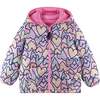 Kids Printed Reversible Puffer Jacket, Pink Hearts - Jackets - 5