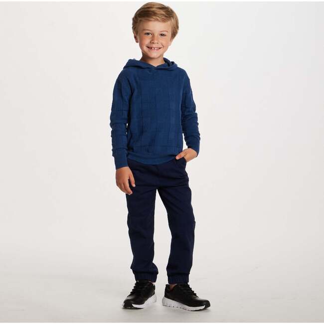 Kids Hooded Sweater, Blue Checkered - Sweaters - 4