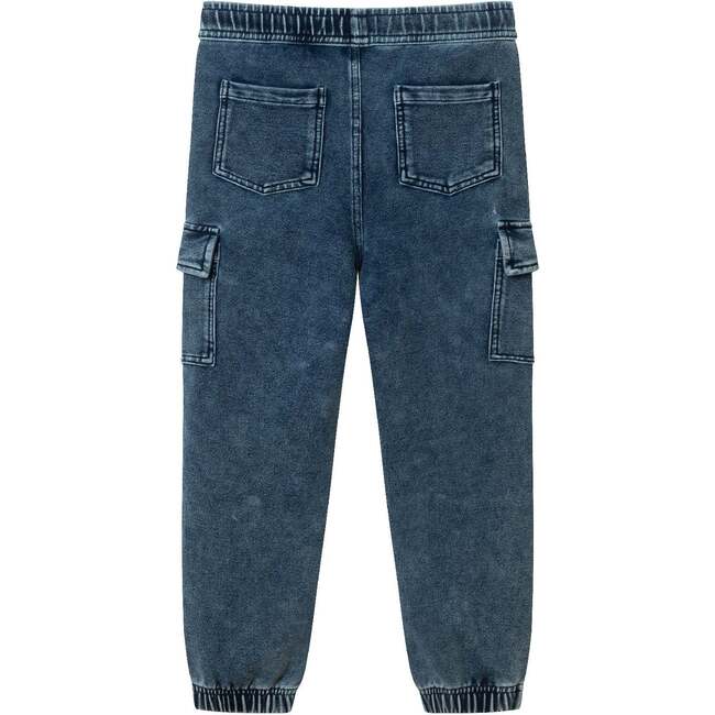 Kids Knit Jogger W/ Cargo Pockets, Blue Denim - Pants - 4