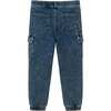 Kids Knit Jogger W/ Cargo Pockets, Blue Denim - Pants - 4