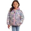 Kids Printed Reversible Puffer Jacket, Pink Hearts - Jackets - 6