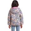 Kids Printed Reversible Puffer Jacket, Pink Hearts - Jackets - 7