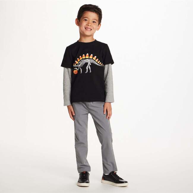 Kids Halloween Graphic Twofer Tee, Black Dino - T-Shirts - 2