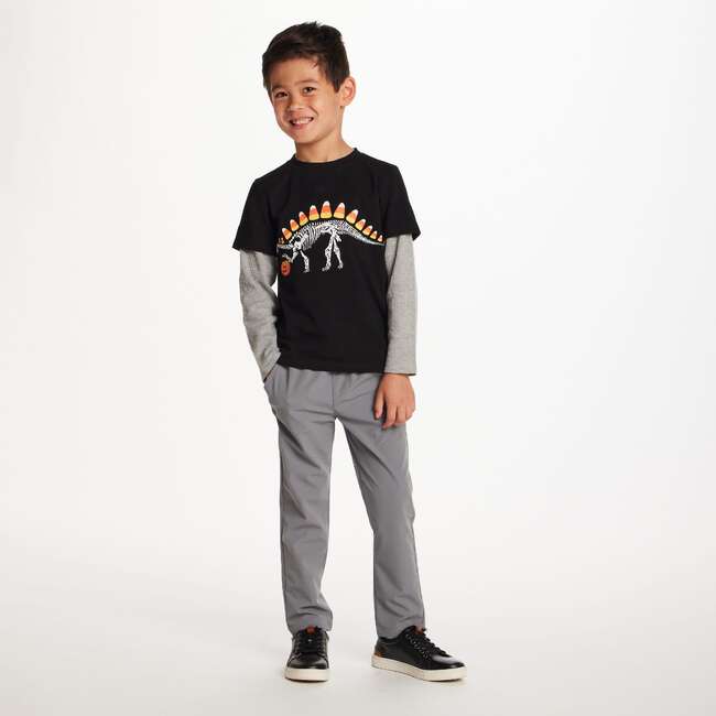 Kids Halloween Graphic Twofer Tee, Black Dino - T-Shirts - 3