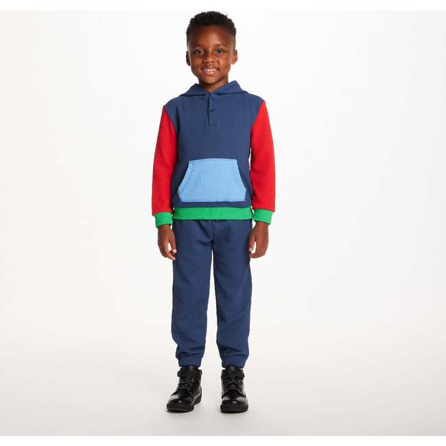 Kids Hooded Lounge Set, Navy Waffle - Mixed Apparel Set - 7