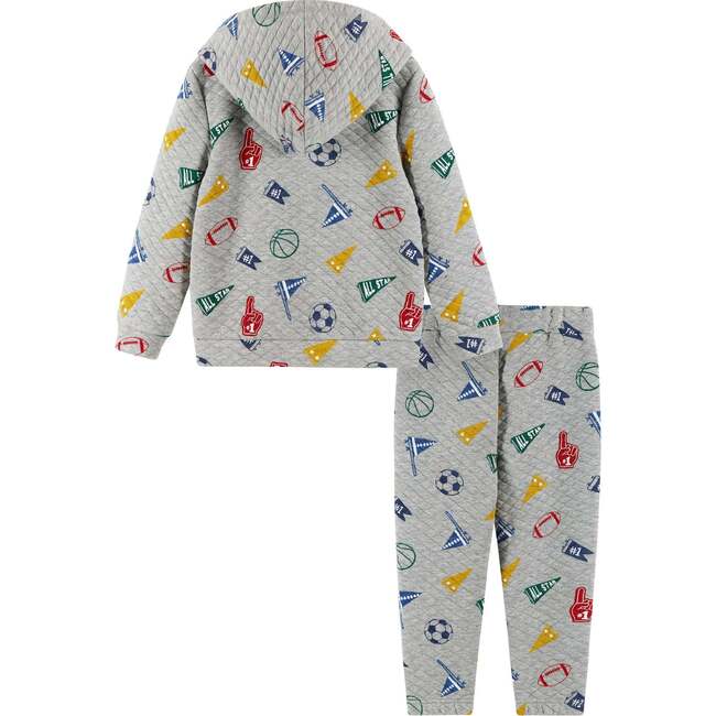 Kids Hooded Lounge Set, Grey Varsity - Mixed Apparel Set - 4