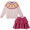Kids Fair Isle Sweater & Woven Skirt Set| Sunflowers - Mixed Apparel Set - 1 - thumbnail