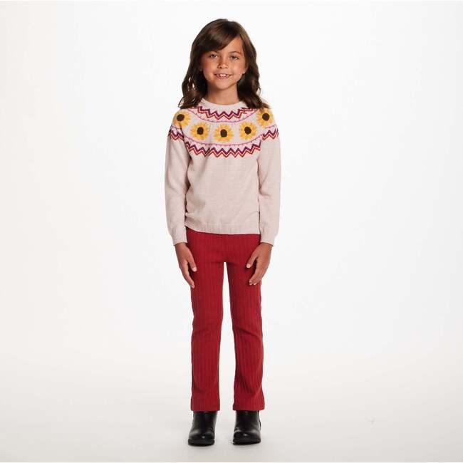 Kids Fair Isle Sweater W/Flare Legging Set, Beige Sunflower - Mixed Apparel Set - 2