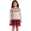 Kids Fair Isle Sweater & Woven Skirt Set| Sunflowers - Mixed Apparel Set - 3