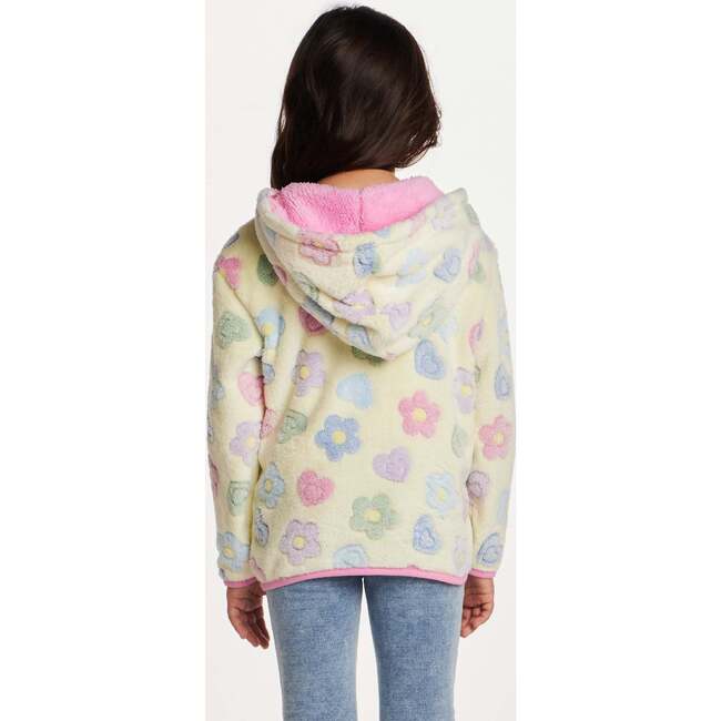 Kids Floral Plush Hoodie, White - Sweatshirts - 3