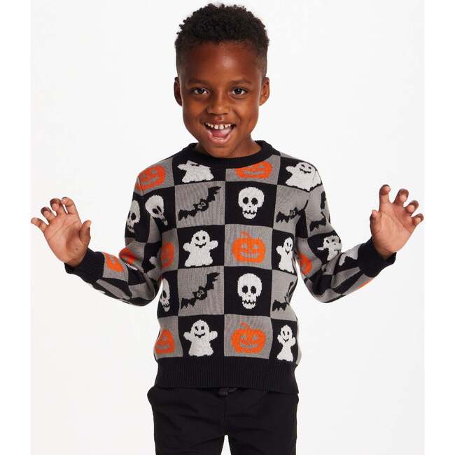Kids Graphic Sweater, Spooky Sqaures - Sweaters - 4