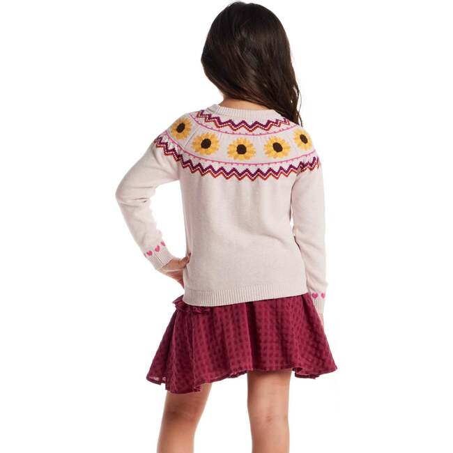 Kids Fair Isle Sweater & Woven Skirt Set| Sunflowers - Mixed Apparel Set - 4