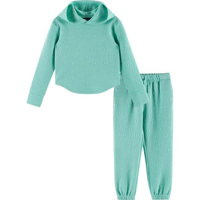 Kids Embossed Lounge Set, Aqua Bows