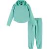 Kids Embossed Lounge Set, Aqua Bows - Mixed Apparel Set - 1 - thumbnail