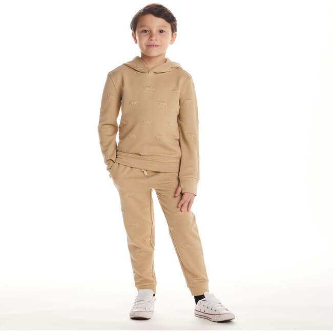 Kids Embossed Lounge Set, Taupe Bear - Mixed Apparel Set - 2