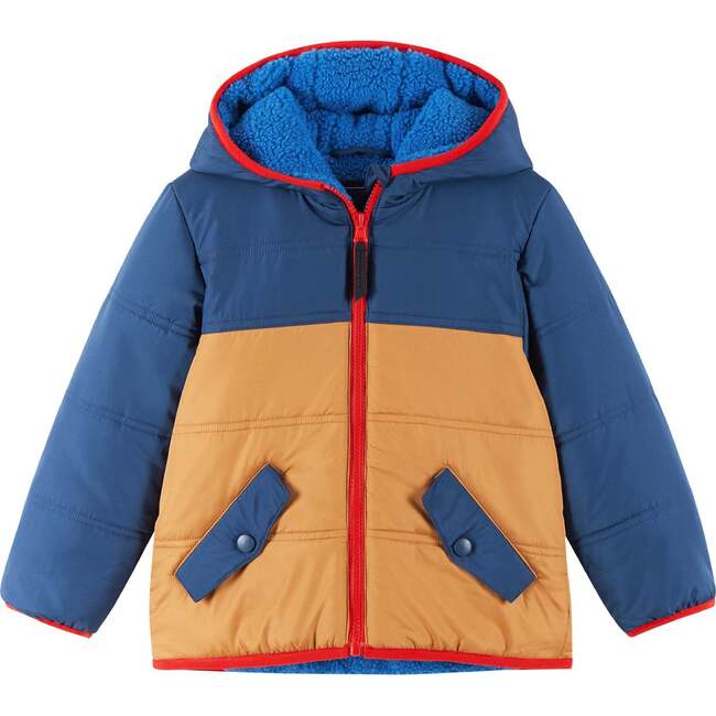 Kids Colorblock Puffer Jacket, Navy & Gold