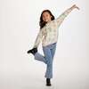 Kids Floral Plush Hoodie, White - Sweatshirts - 4