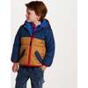 Kids Colorblock Puffer Jacket, Navy & Gold - Jackets - 2